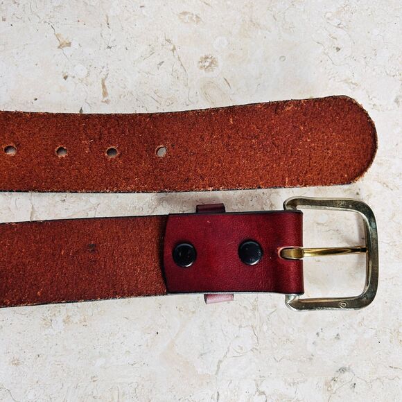 Levis Brown Harness Leather Belt Mens Size 36 Removable Buckle - Picture 2 of 7